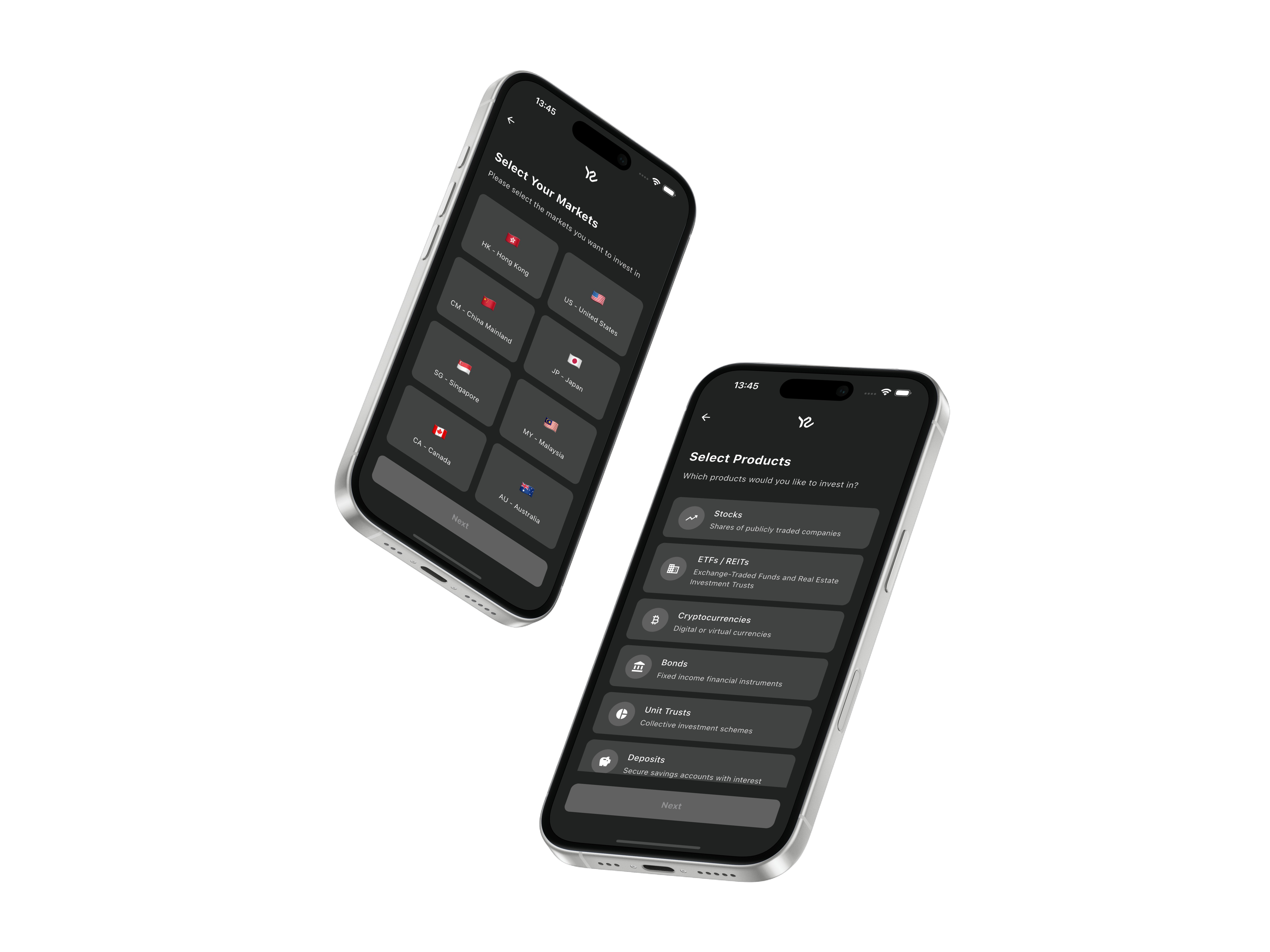 YieldScope KYC Process - Market and Product Selection Dark Mode